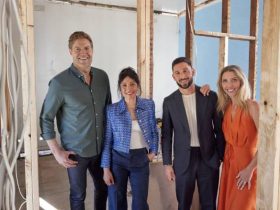 Dream Home Host and Judges standing in an unrenovated room.